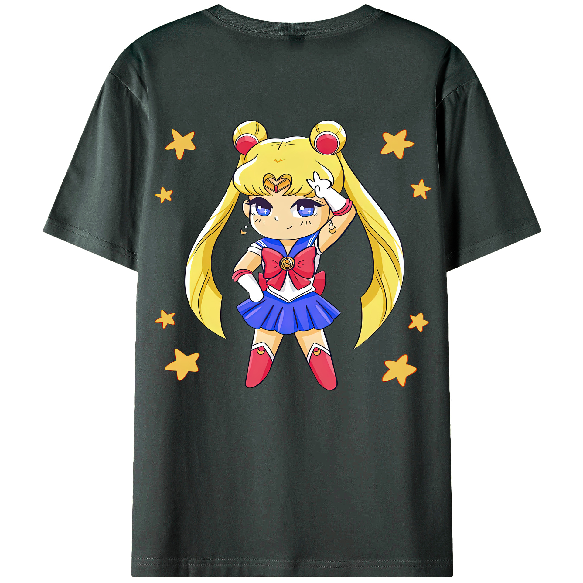 （画像用） 美少女戦士セーラームーン 月野 うさぎ つきの うさぎ Sailor Moon Tsukino Usagi 綿100％ メンズ半袖Tシャツ（バックプリント） 通気性